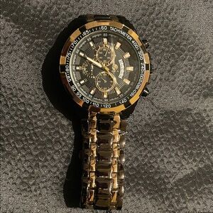 Gold and Black Chronograph Watch